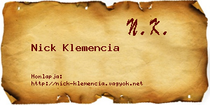 Nick Klemencia névjegykártya